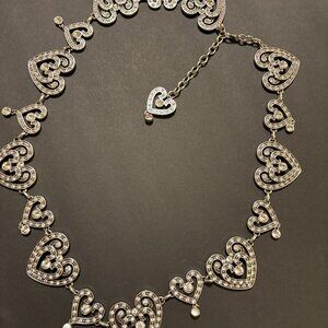 Brighton "Heart" Belt/Necklace Silver Tone with Rhinestones/Crystals